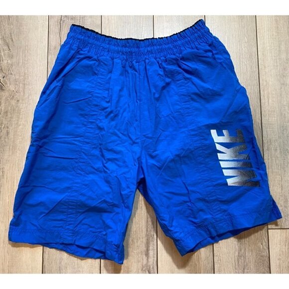 NIKE Vintage 80s 90s Lined Logo Shorts Blue Medium/Large? See Measurements - Picture 1 of 9